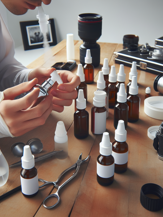 Aerosoles nasales en preparación para sesiones fotográficas